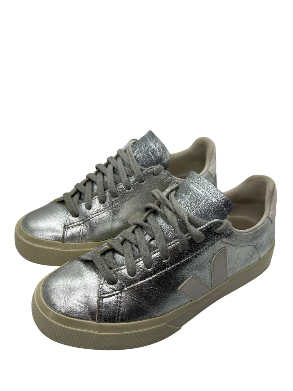 Veja Campo Leather Silver/White Sneakers Shoes Women’s Size 38/7